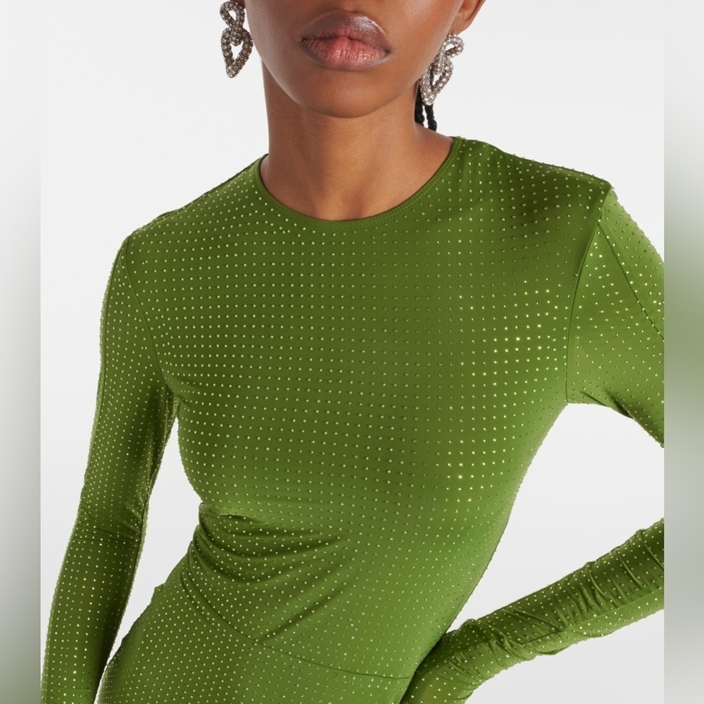 Alex Perry Crystal Embellished Jersey Maxi Dress Green — image 4 of 6